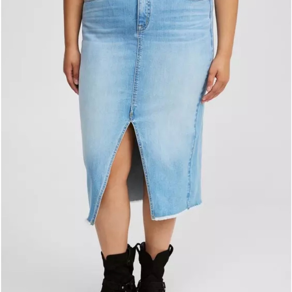 Torrid Midi Denim Front Slit Skirt